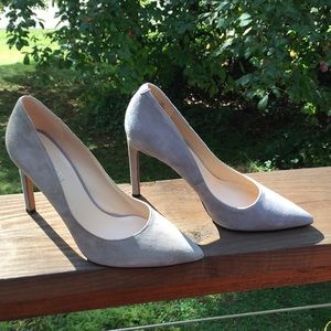 Gray suede heels